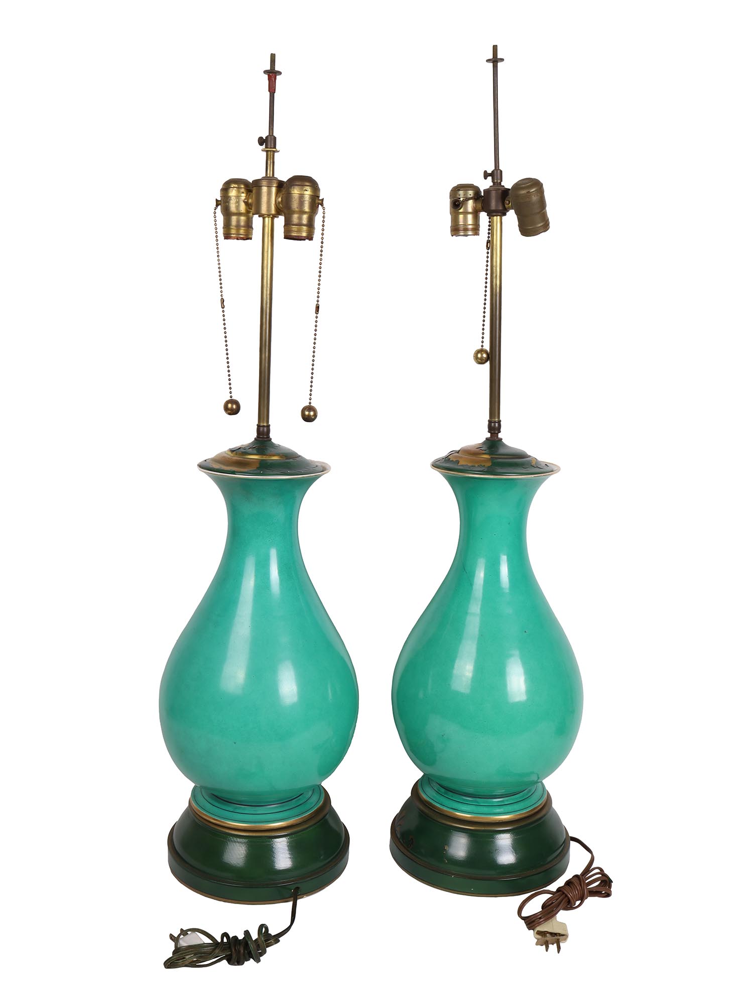 ANTIQUE PORCELAIN VIENNA STYLE TABLE LAMPS, 1900 PIC-1